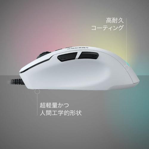 ROCCAT Gaming Mouse Kone Pure Ultra Wired PVC White/White Optical/16K/Side Button/Lightweight 66.5g/FPS RGB Windows 7 or Later [Japanese Authorized Di