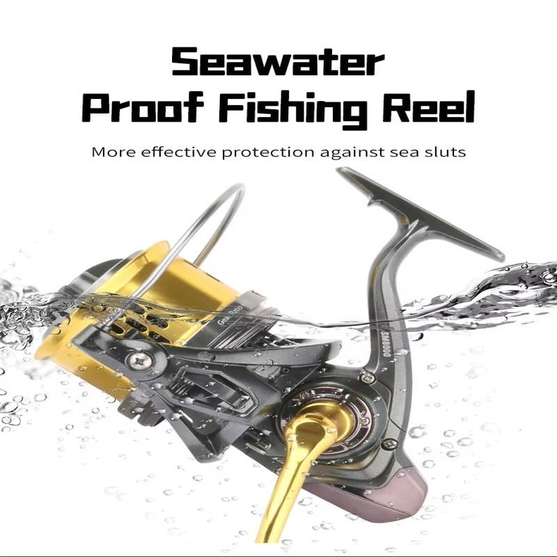 DEUKIO 8000 10000 12000 Series 20KG Drag Casting Full Metal Waterproof Spinning Reel 8+1BB Aluminum Alloy Spool 4.6:1 Gear Ratio Fishing Reel