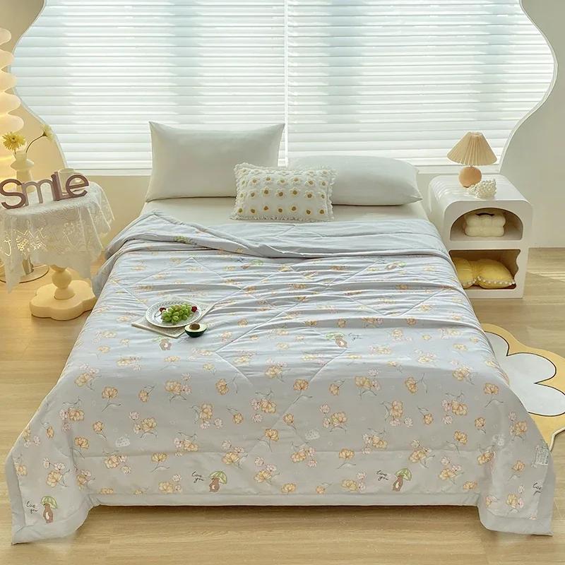 Cute Zoo Animals Print Quilt Bedspreads Children Adults Thin Comforter Summer Quilt Single Double Bed Air-Condition Bed Blanket