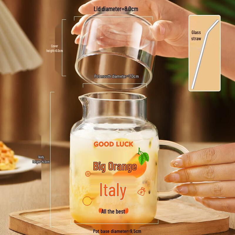 800ml High Borosilicate Glass Water Bottle with Straw and Scale