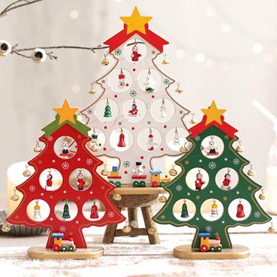 Hölzerner Weihnachtsbaum Schreibtischschmuck DIY Mini Weihnachtsbaum Dekorationen Fenster Ausstellungsornament adornos navideños