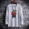 QICED Spring and Autumn Sweatshirt Men's Long Sleeve T-shirt Loose Versatile Casual O-Neck Pullover