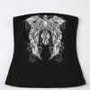 Gothic Print Black Tube Top Women Strapless Skinny Cropped Tops Summer Casual Chic Graphic Tees Y2k Streetwear Vest Basic