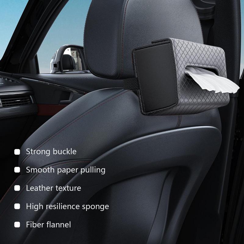 Tissue Box For Car Faux Leather Car Napkin Storage Rectangular Shape Easy Access Storage For Family Trips Daily Commute Road