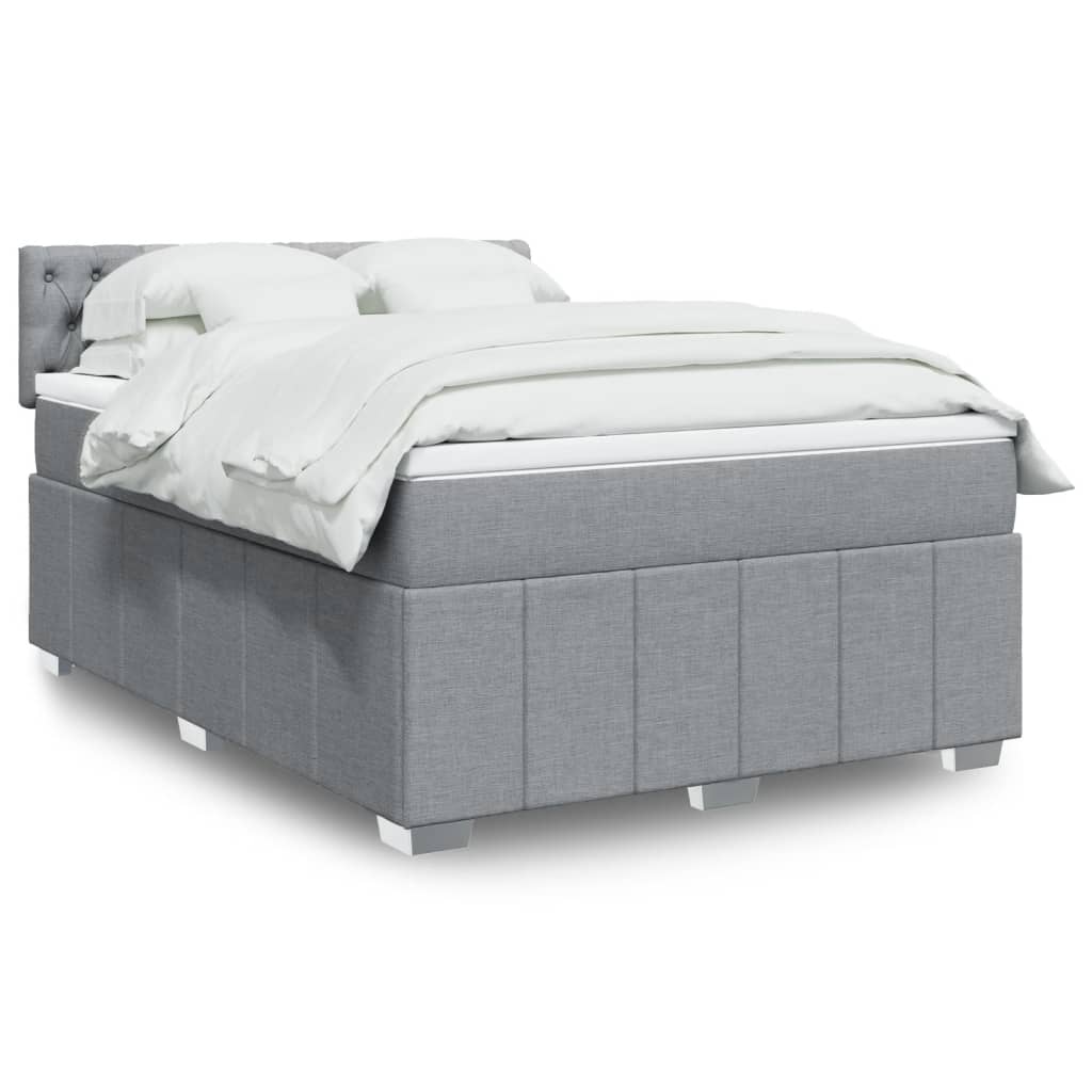 Vidaxl Letto Continentale Con Materasso, Grigio Chiaro 140X200 Cm, Tessuto