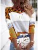 Women's Color Block Leopard Print Pullover: Long-Sleeved Casual Sweater for Autumn & Spring
