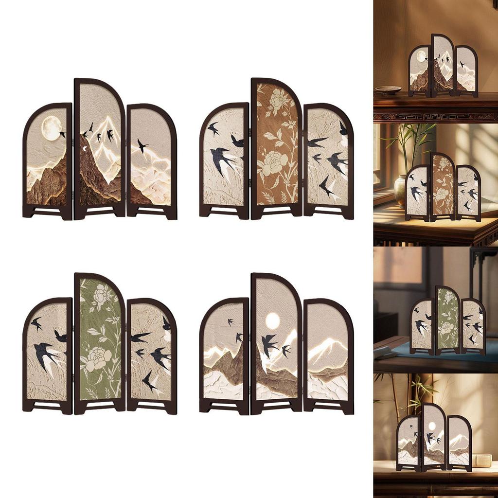 3-delad Mini Dekorativ Rumsavdelare, Traditionell Kinesisk, för Matsal eller Heminredning