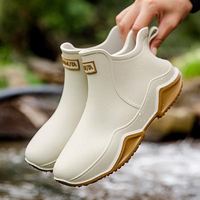 Chaussures en caoutchouc antidérapantes et durables pour femmes, bottes de pluie à tube court d'extérieur, bottes de pluie imperméables et durables, chaussures de jardin de couleur unie, chaussures basses en caoutchouc