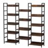 Metal Bookshelf Rustic Bookshelf 14-Tier for Living Room Bedroom & Office