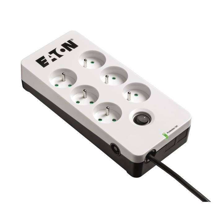 Multiprise/Parafoudre - EATON Protection Box 6 FR - PB6F - 6 prises françaises - Blanc &amp; Noir