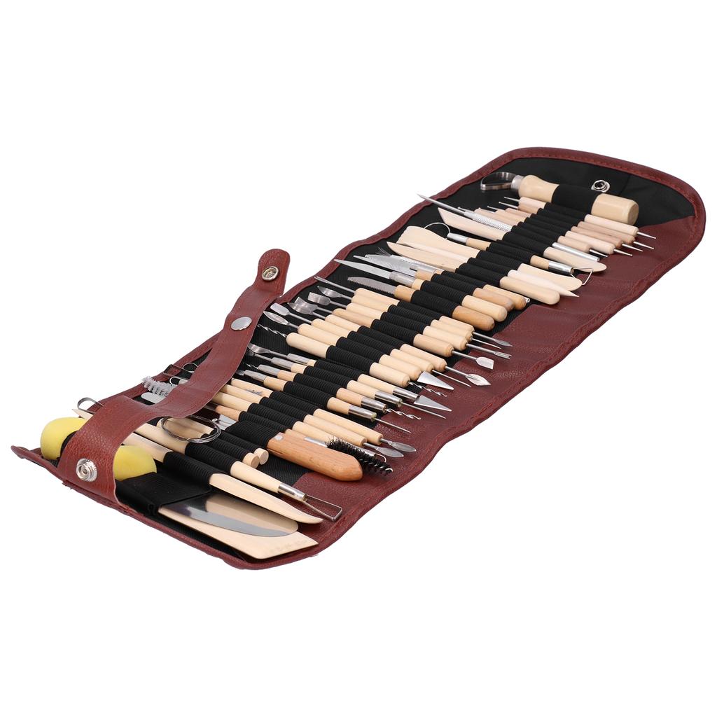 41Pcs Pottery Tools Set Soft Clay Sculpting Carving Trimming Knife Dotting Pens Kit