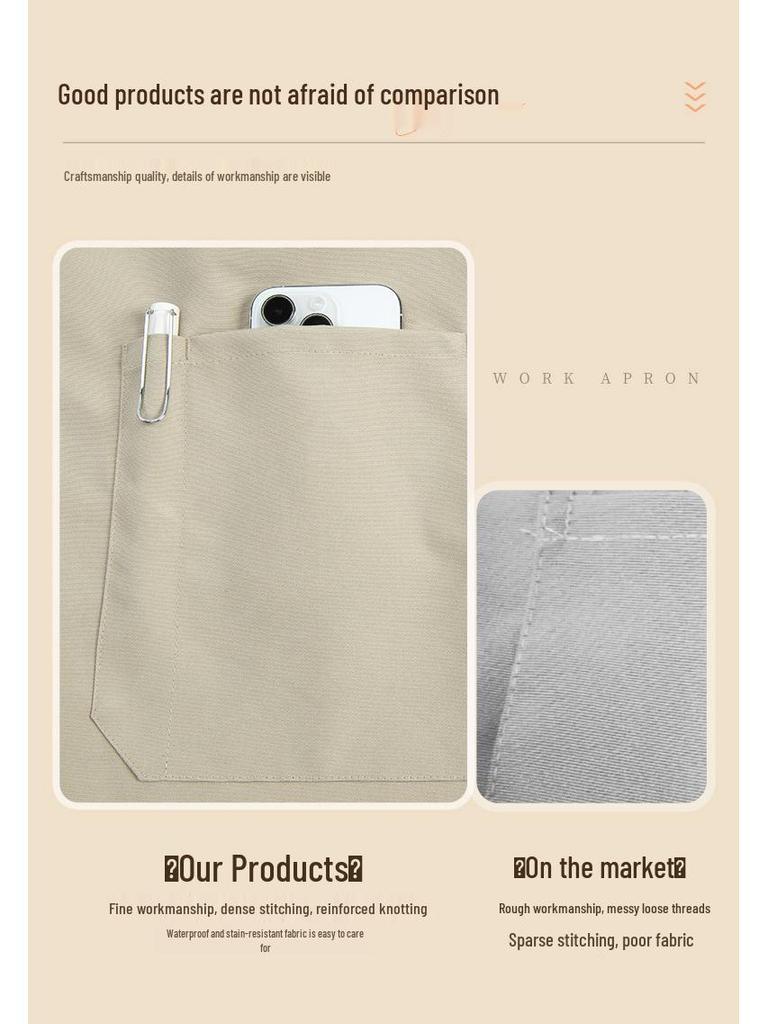 Custom Logo Waterproof Kitchen Apron - Embroidered, Oil-Proof, Long Waist Design for Catering