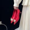 2025 New Bridal Shoes Are Not Tired of Low Heels 5cm Red Wedding Shoes Butterfly Buckle Light Mouth High Heel Single Shoes Autumn Women