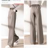 Winter Women Cotton Pants Casual Solid Color Wide Leg High Waist Female Straight Long Trousers