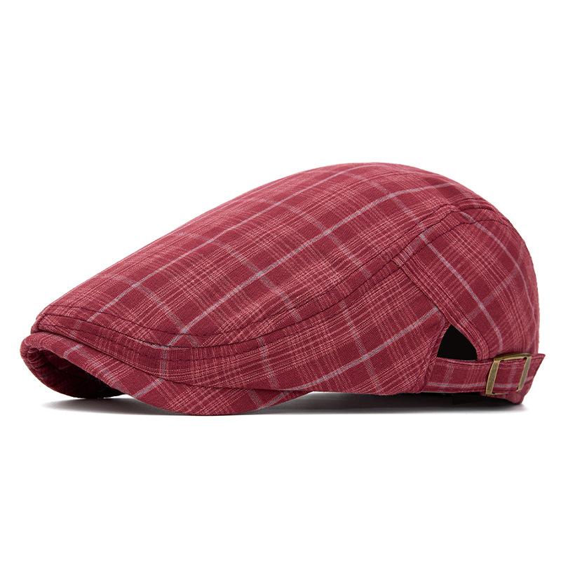 Spring Summer Thin British Plaid Beret Men Women Retro Forward Cap Outdoor Sunscreen Breathable Cap
