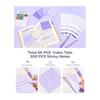 Four Candies Purple Stationery Set with Gel Pens, Correction Tape, Pastel Highlighters, Mechanical Pencil, Sticky Notes & Index Tabs - Study