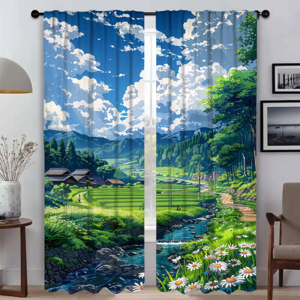 Summer Road Curtain Room Panel Partition Curtains Tulle Bedroom Shades Halloween Decoration Home Elegant Blackout Polyester Sleeping Area Window