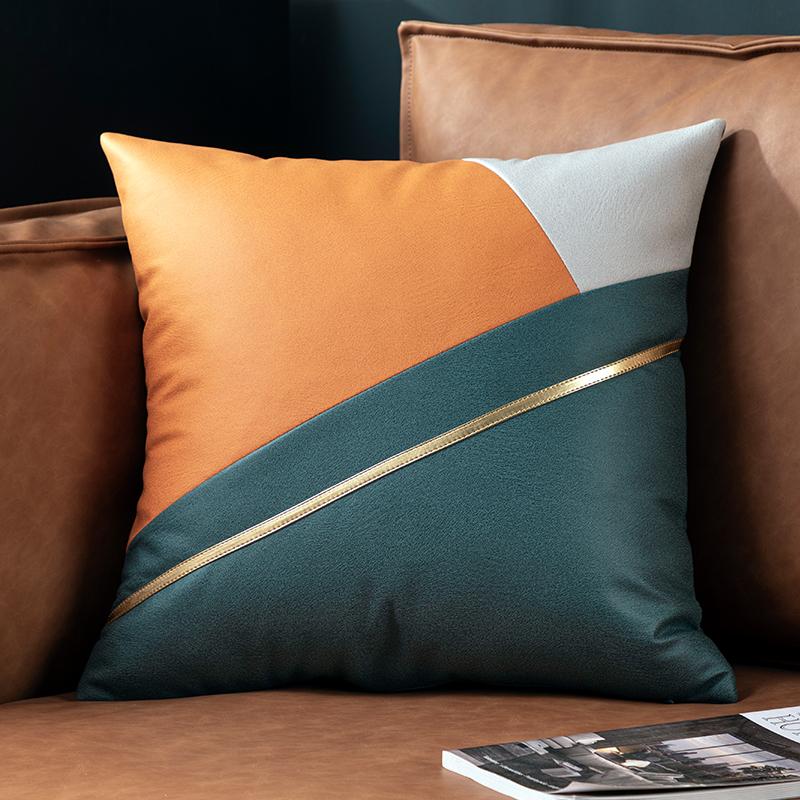1PC Technology Cloth Pillowcase Modern Solid Color Imitation Leather Waterproof Cushion Cover Nordic Sofa Living Room Decor