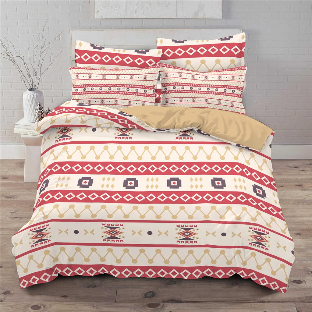 Bohemian-Bettwäsche-Set, Schlafzimmer, Bettbezug, Kissenbezug, Bettwäsche, Einzelbett, Doppelbett, volle Größe, 2/3-teilig, Mikrofaser