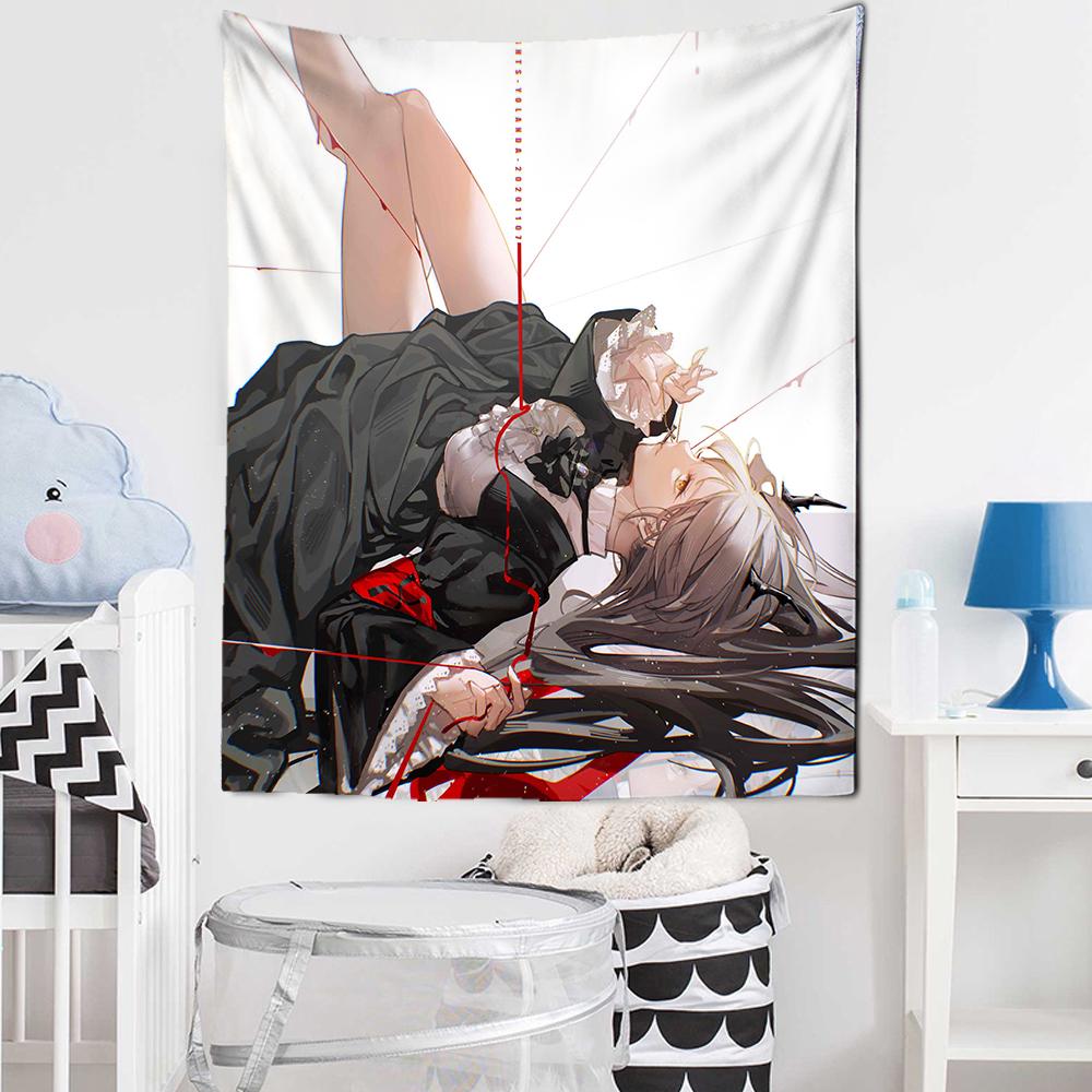 Japanese Animation Tapestry Mandala Carpet Cartoon Tarot Girl Kimono Wall Carpet Kawai Decoration Wall Hanging