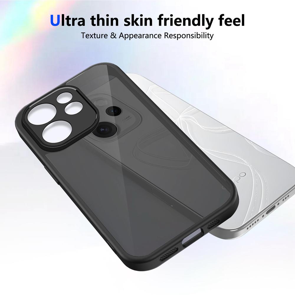 KEYSION Matte Translucent Black Phone Case for OPPO Reno15 Pro Max 5G Silicone+PC Clear Shockproof Cover for OPPO Reno15 F 5G
