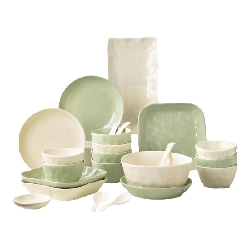24-Piece Cream Style Ceramic Dinnerware Set