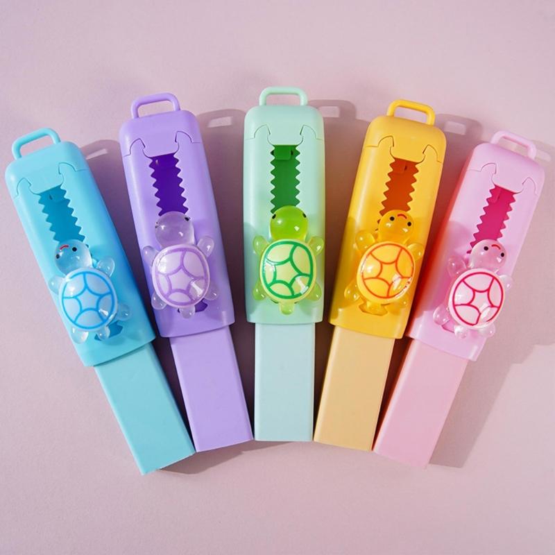5Pcs Cartoon Animal Sliding Pencil Erasers Retractable Erasers Refillable Push Pull Eraser For Student Kid Writing