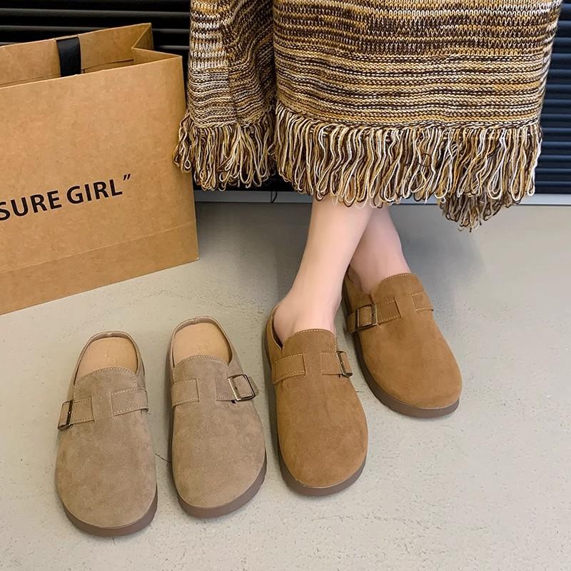 Slippers Women Wear Autumn New Retro Fashion Bag Head Platform Half Slippers One Pedal Single Shoes