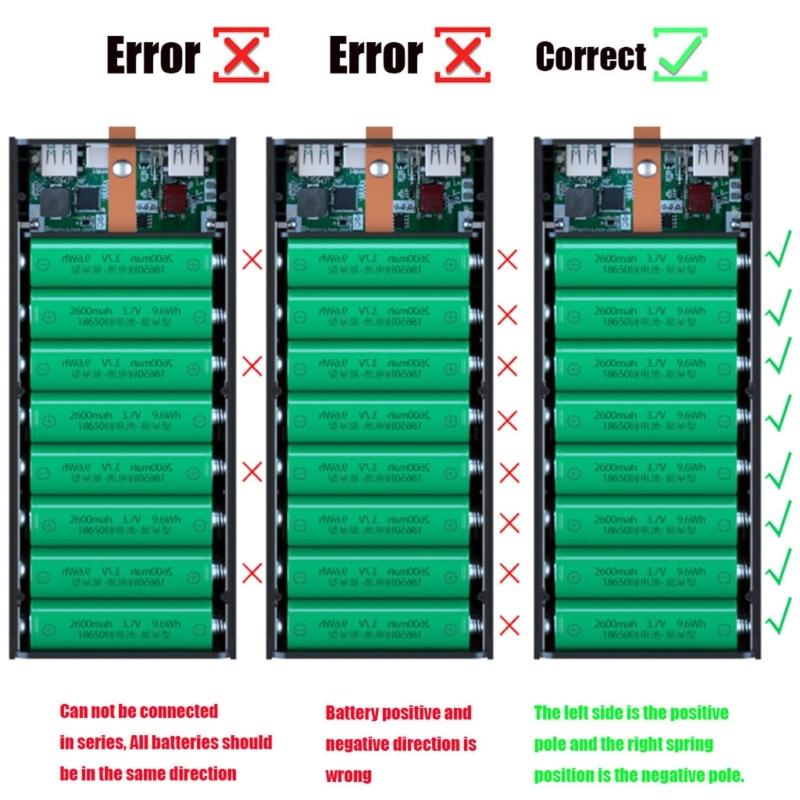 24x18650 Akku-Aufbewahrungsbox PD Schnellladung Powerbank-Gehäuse Unterstützt Funktionen für kabelloses Laden/Schnellladen