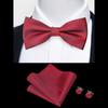 Classic Bowtie Bow Ties for Mens Butterfly Bowknot Pocket Square Cufflinks Suit Set Bussiness Accessories