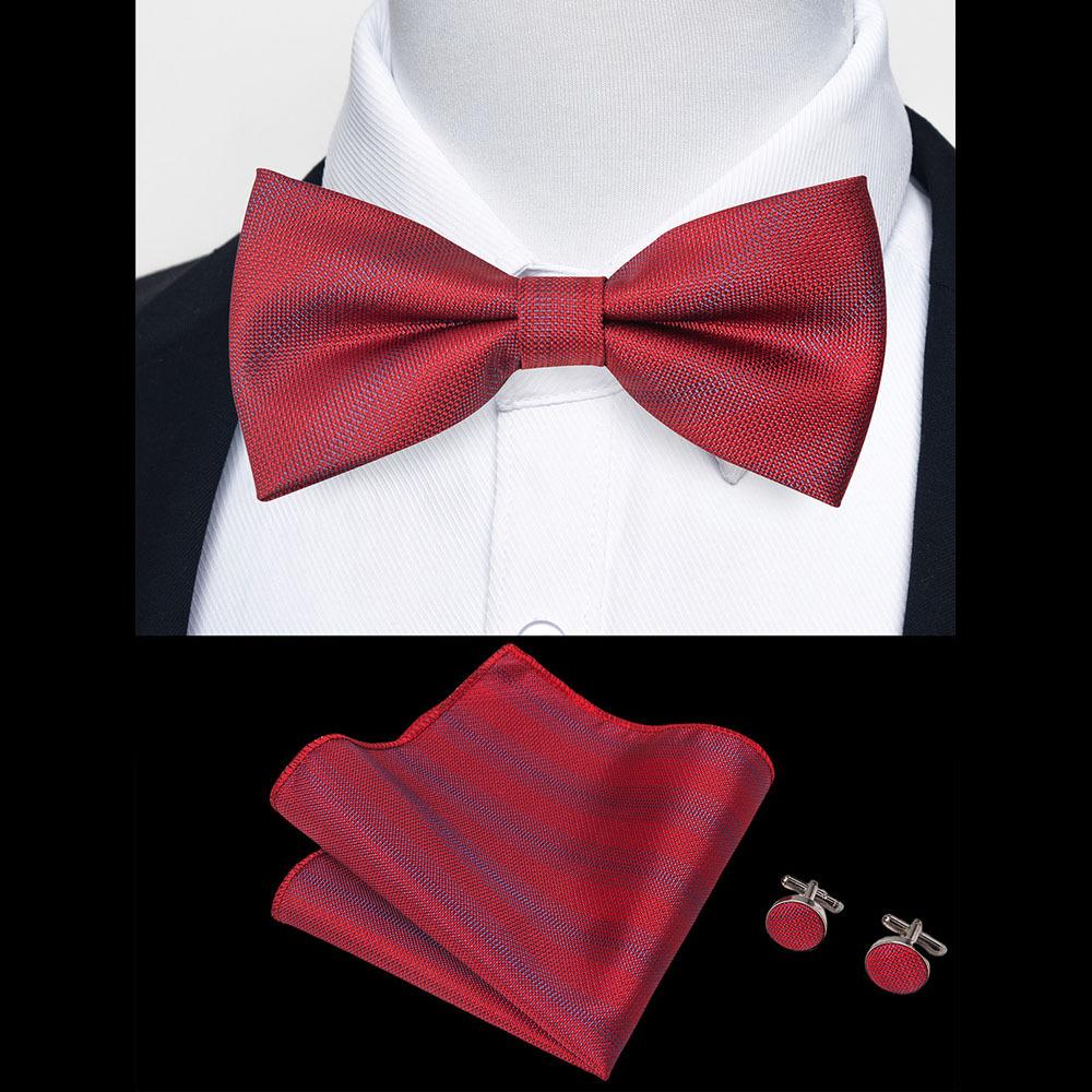 Classic Bowtie Bow Ties for Mens Butterfly Bowknot Pocket Square Cufflinks Suit Set Bussiness Accessories
