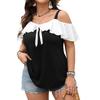 2025 Spring Ruffle Sleeve Off-the-Shoulder Plus Size Women's Shirt