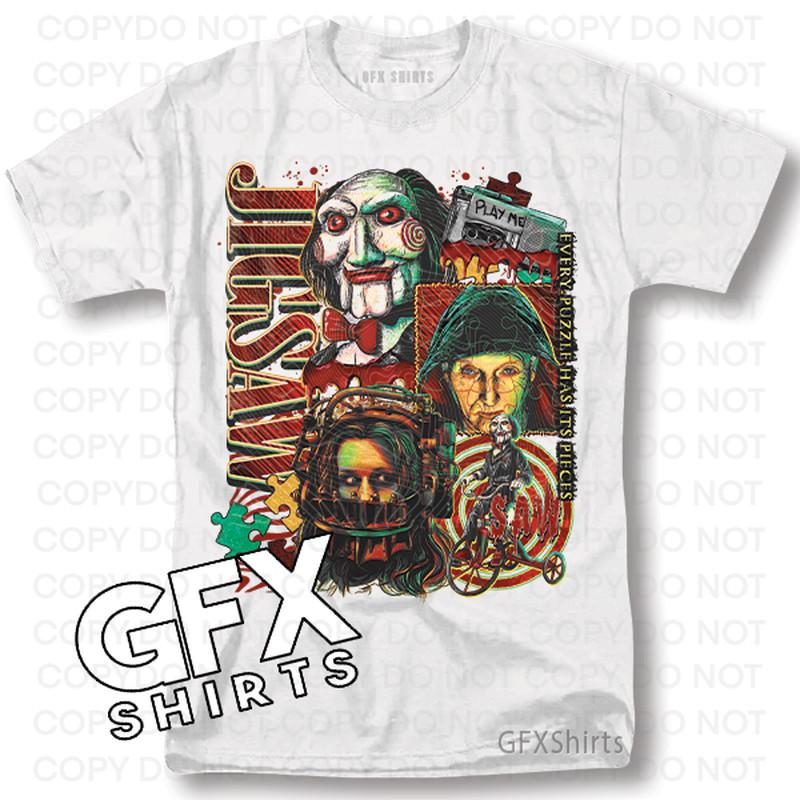 Pila Hororový Film Tričko Jigsaw Klasický Horor Vintage Grafický Design Tričko