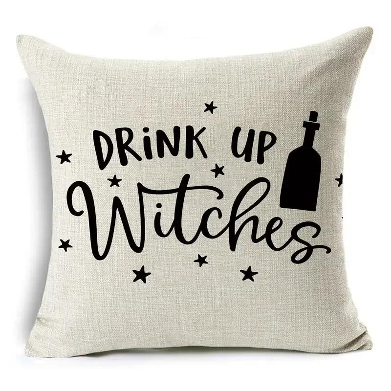 Halloween Pattern Cushion Cover Printed Throw Pillows Living Room Decorative Linen Pillow Case 45Cm*45Cm