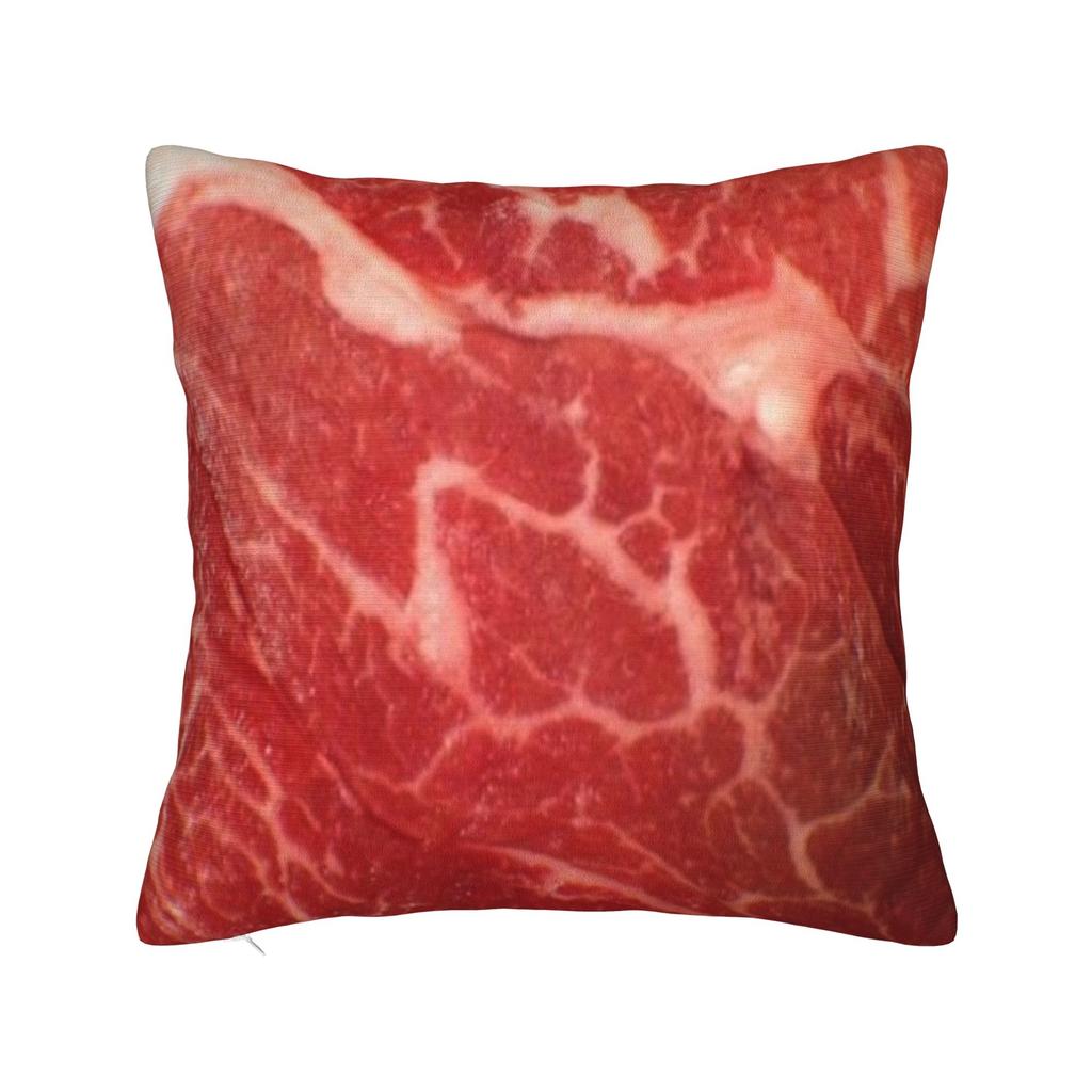 Funny Meat Pattern Beef Pillowcase Merch Printing Cushion Cover Throw Pillow Cover Seat Decor Square Multi-Size