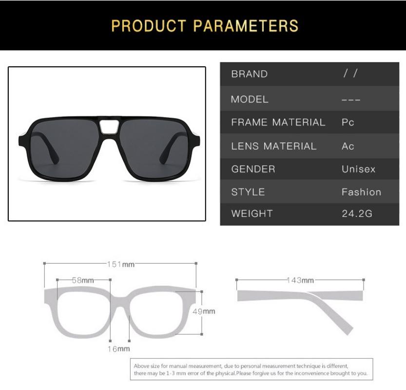 Fashion Women Double Beam Sunglasses Retro Pilot Sunscreen Sun Glasses Personalized Glasses Outdoor Anti Glare Eyewear