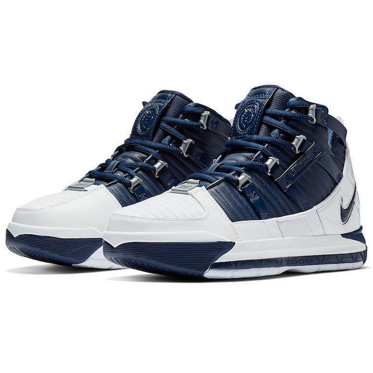 Nike Zoom LeBron 3 Retro 'Midnight Navy' (Unisex) White / Midnight Navy-Metallic Silver Basketball Shoes AO2434 103