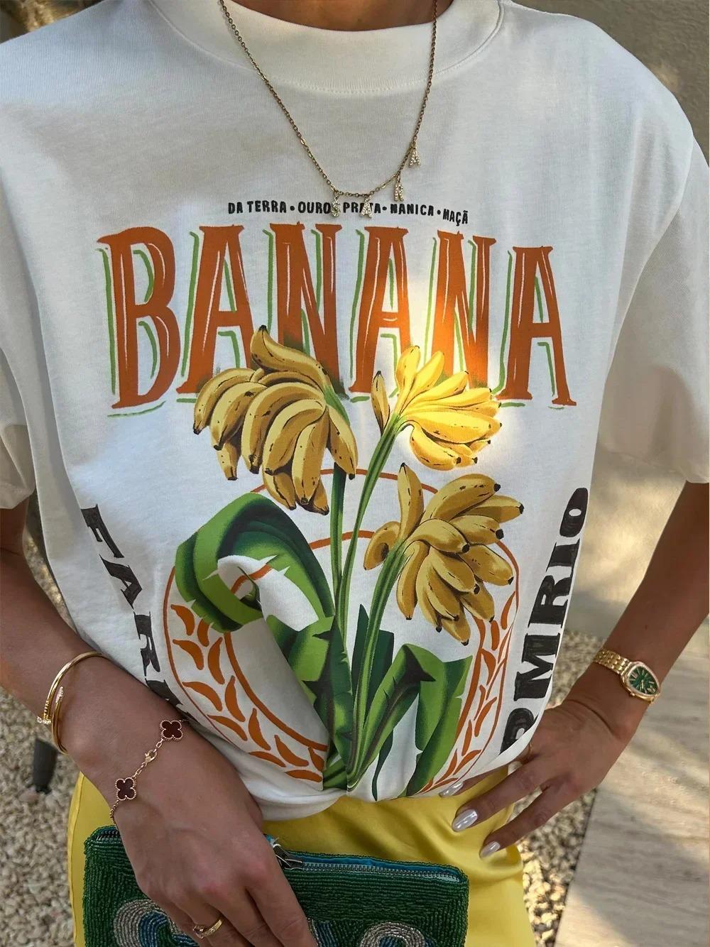 Brasilien FARMRIO Sommer Neues Persönlichkeitsmuster Logo Aufgedrucktes Kurzarm Oversized Y2k T-Shirt Damen Das Gleiche Lässiges T-Shirt XXXL grau