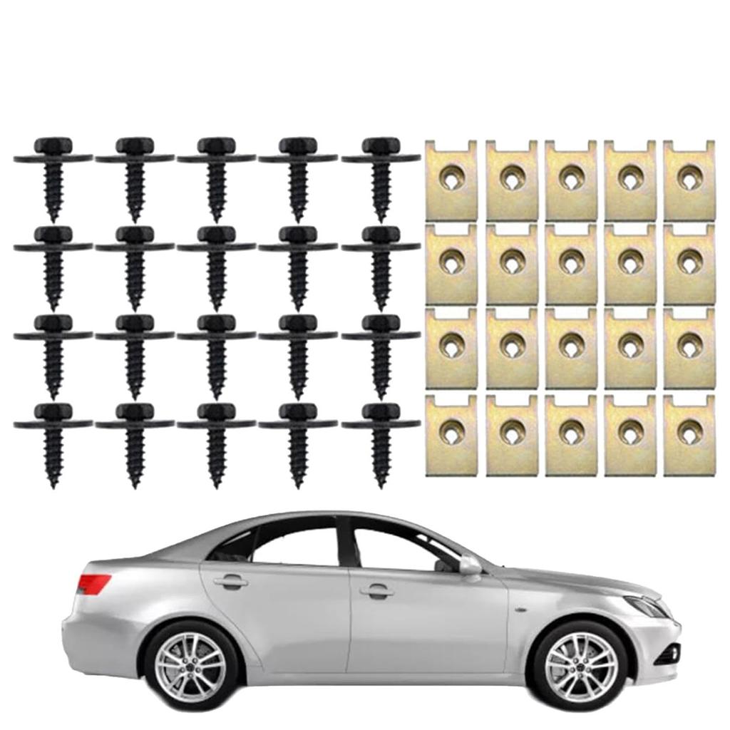 Automotive U Clips and Screws Assortment Kit, Car U Clip Assortment Kit with Screws,