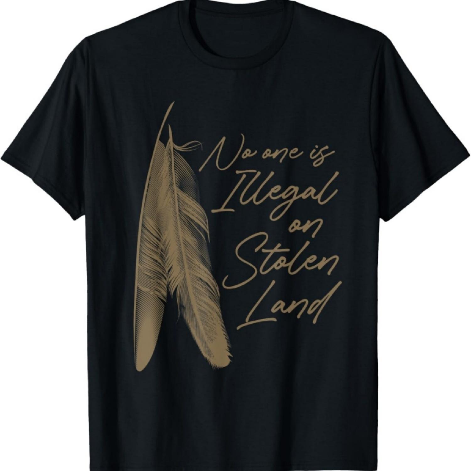 Никто не является нелегалом на украденной земле Футболка коренных американцев1 S чёрный