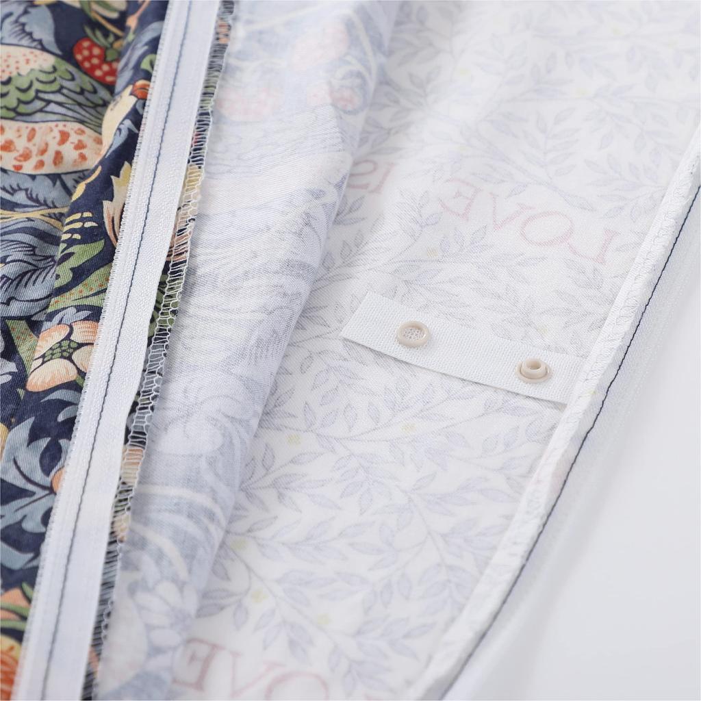 Povlak na peřinu nishikawa, bavlněný, jednodílný, Morris Gallery, jahodový zloděj, snadné nasazení a sundání rychlými patentkami, oboustranný, pratelný, vyrobeno v Japonsku