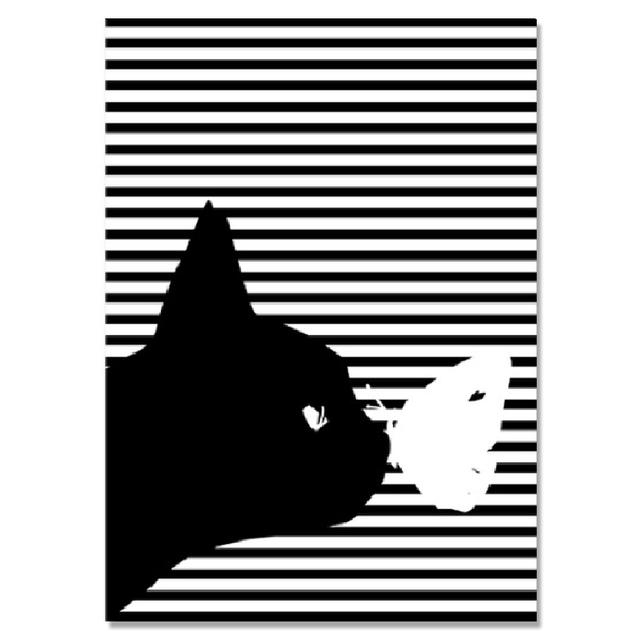 Moderne abstrakte schwarz-weiße Streifen Katzen Leinwand Poster drucken Nordic einzigartige Dekor Tier Wand Kunst Bilder für Zimmer Home Living