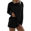 Women's Color Two,Piece Round Neck Long Sleeve Shorts Home Sports Suit