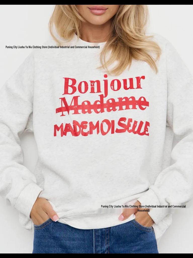 2025 Fall/Winter Chic Letter Print Loose Fit Sweatshirt