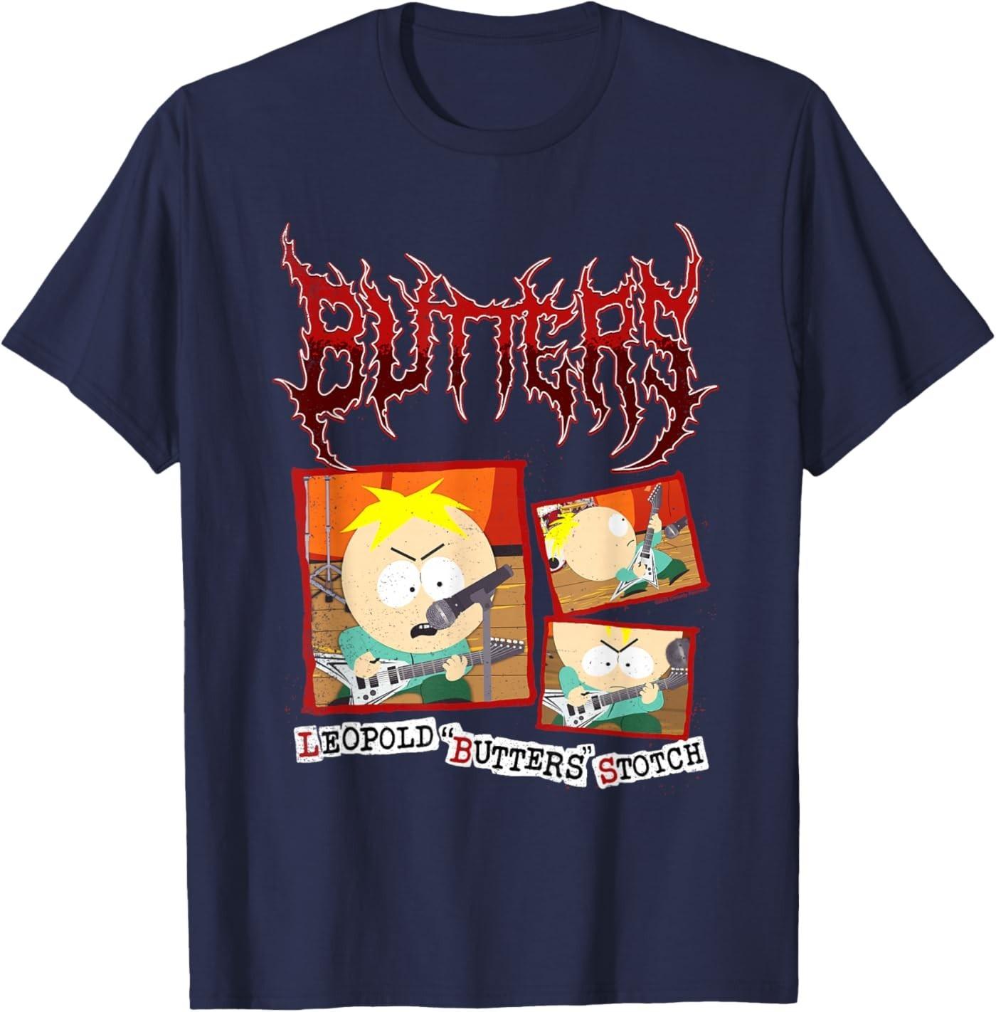 South Park Leopold Butters Stotch Heavy Metal Band Cartoon Unisex T-Shirt S разноцветный