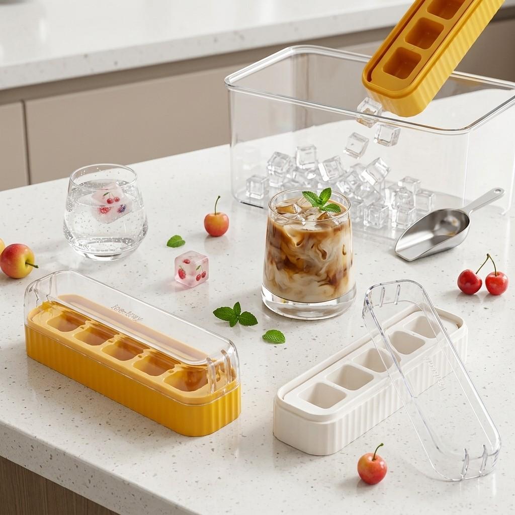1/2/3pcs Mini 5 Grids Plastic Ice Mold With Lid Reusable Ice Cube Tray Drink Whisky Ice Coolers Ice Cube Maker Kitchne Bar Tools