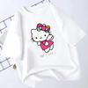 2026 Summer New HelloKitty Childrens Printed Pure Comfortable and Loose Childrens and Parents Clothing Tshirt