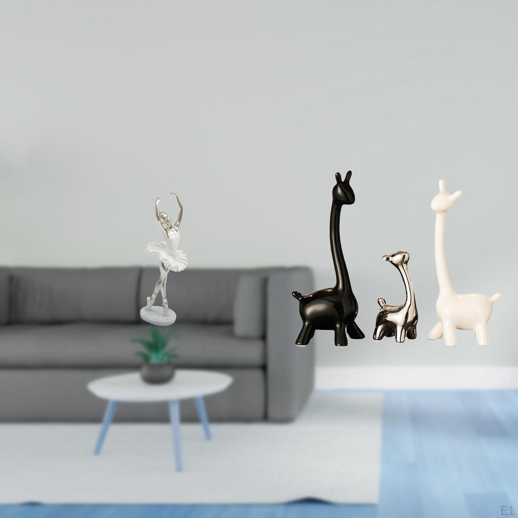 Modern Dancing Girl And Giraffe Ceramic Figurine Art Sculpture for Creative Bedroom Office Desk