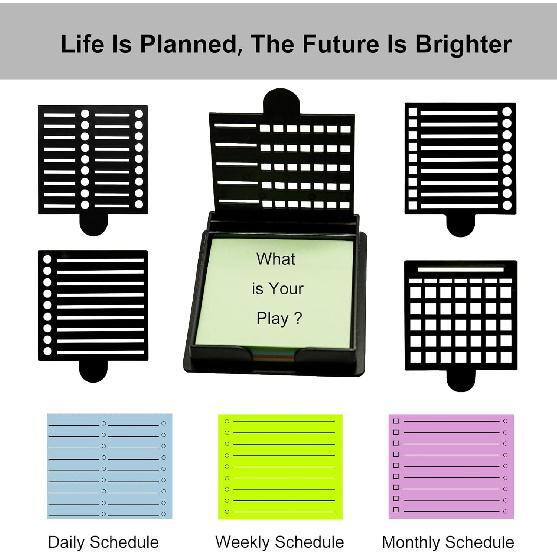 Sticky Note Holder with Five Different Templates & Sticky Notes,Dispenser Applicable Size 3x3 Inches, Sticky Stencil & Holder Suitable for Home or