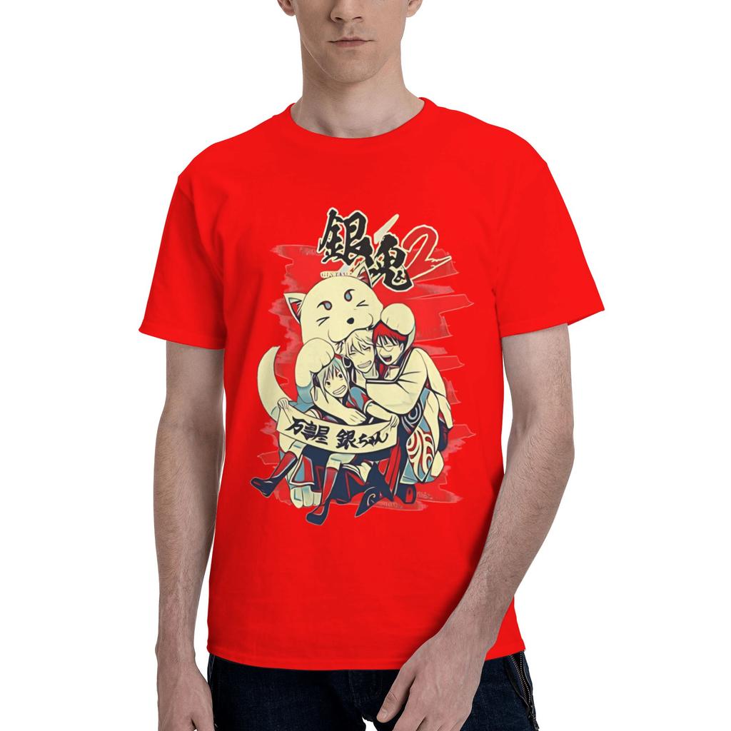 Gintama Men T Shirts Gintama Funny Tee Shirt Short Sleeve Round Collar Cotton Birthday Present Clothing TShirt